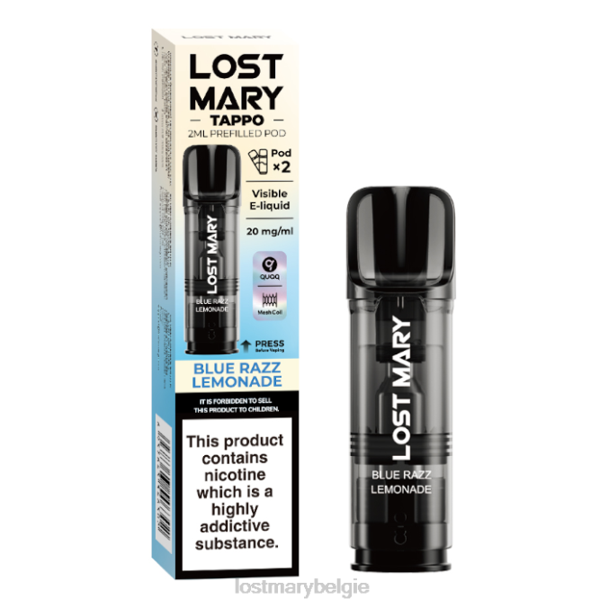 verloren mary tappo voorgevulde peulen - 20 mg - 2 stuks blauwe razz-limonade 06FJN181 -LOST MARY Vape Sale