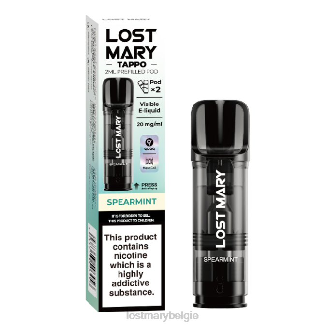 verloren mary tappo voorgevulde peulen - 20 mg - 2 stuks groene munt 06FJN176 -LOST MARY Flavours